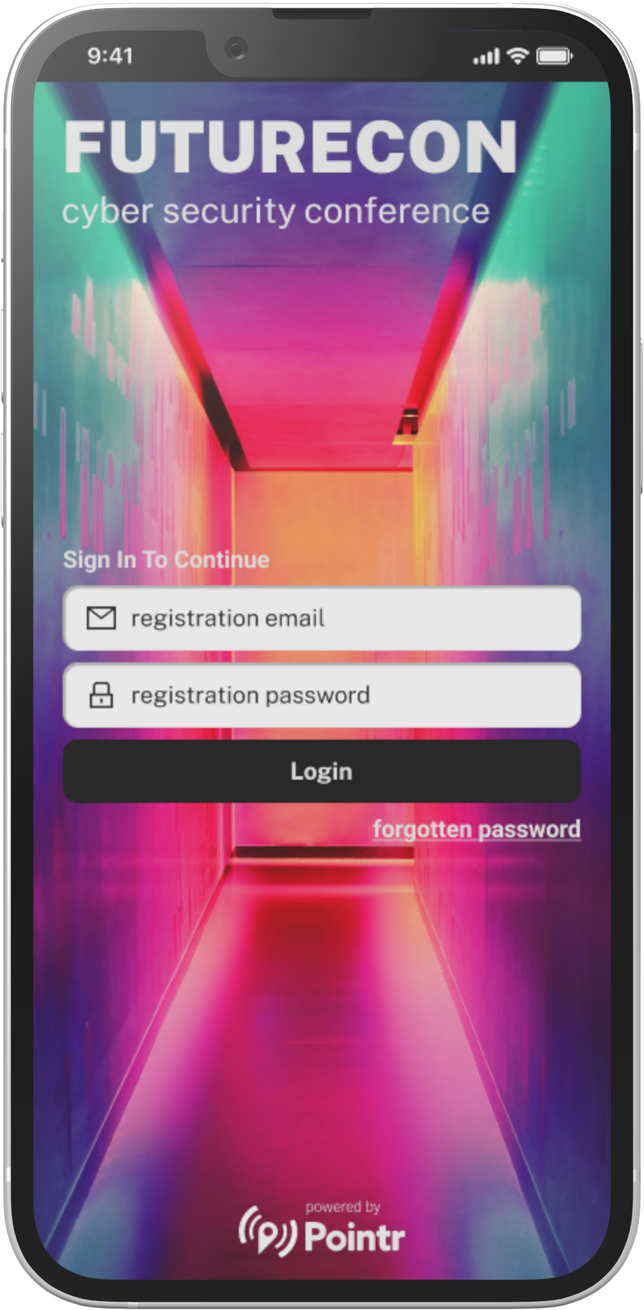 app screen shot login
