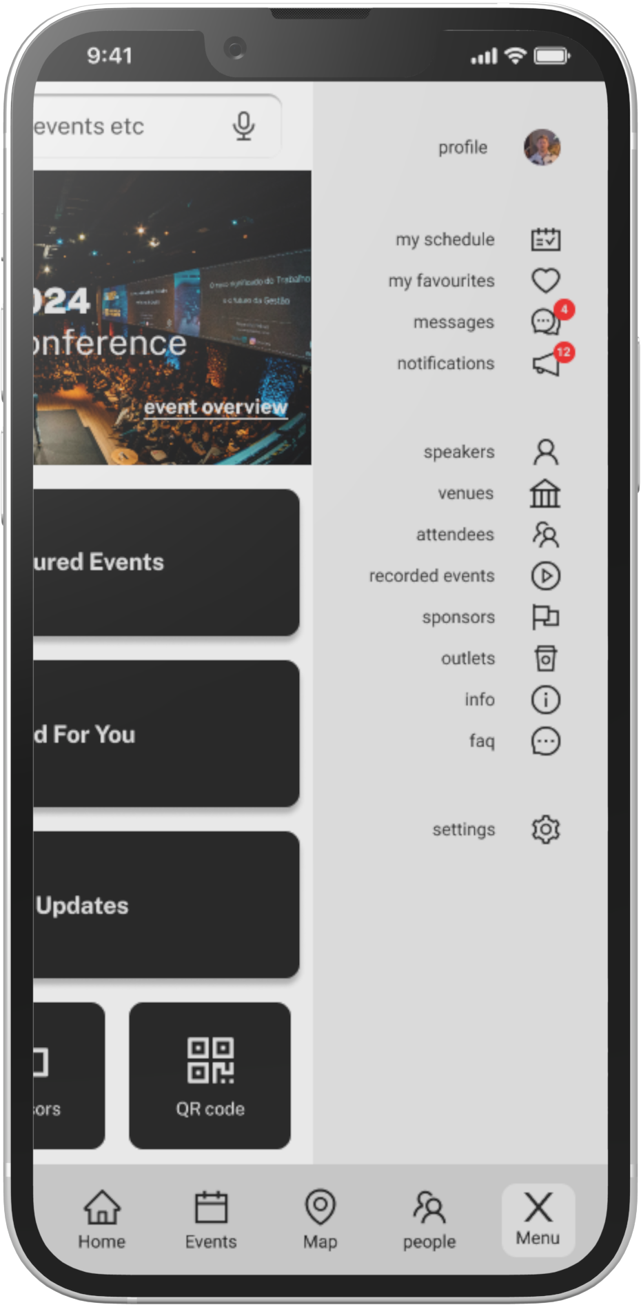 app screen shot main menu
