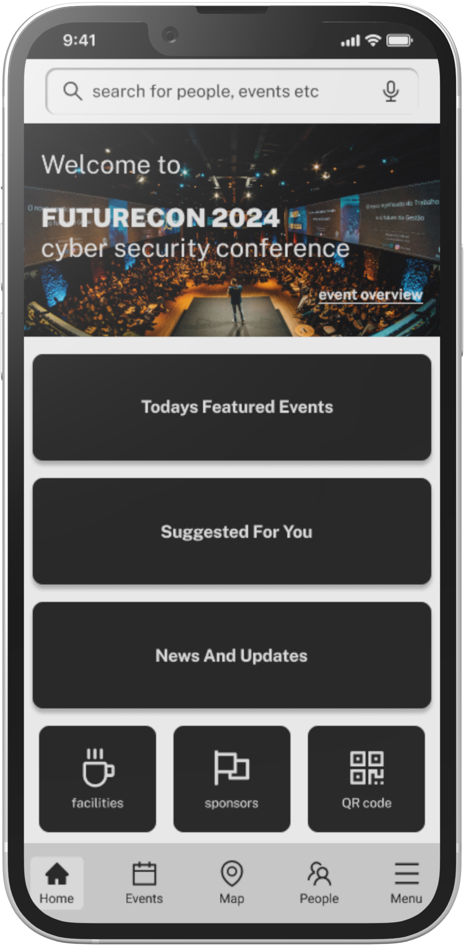 app screen shot home page
