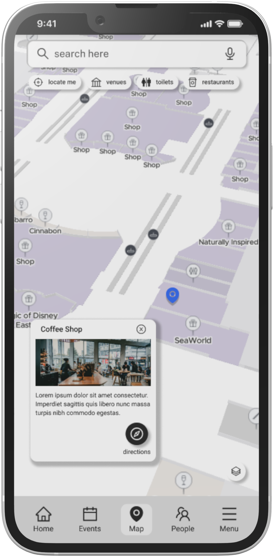 app screen shot map locations