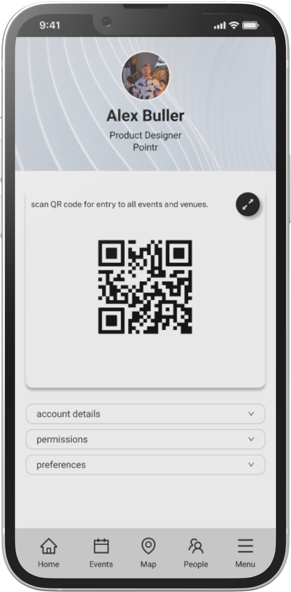 app screen shot profile